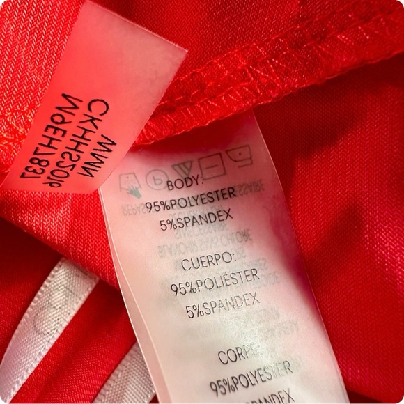 Calvin Klein ‘3/4 Sleeve Ruched Lace Up Detail Pullover Blouse’ Coral Red Size S - Picture 10 of 15